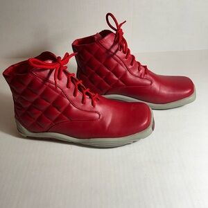 Red Quilted Women's high top Sneakers
